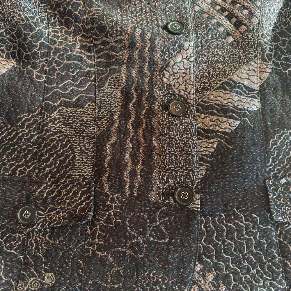 Chico's Black And Silver Patterned Blazer With An… - image 2